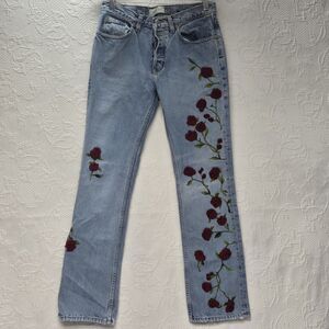 Vintage Gap Beaded Rose Vine Boot Cut Jeans Women 6 Y2K Artsy Viral Katseye Kpop